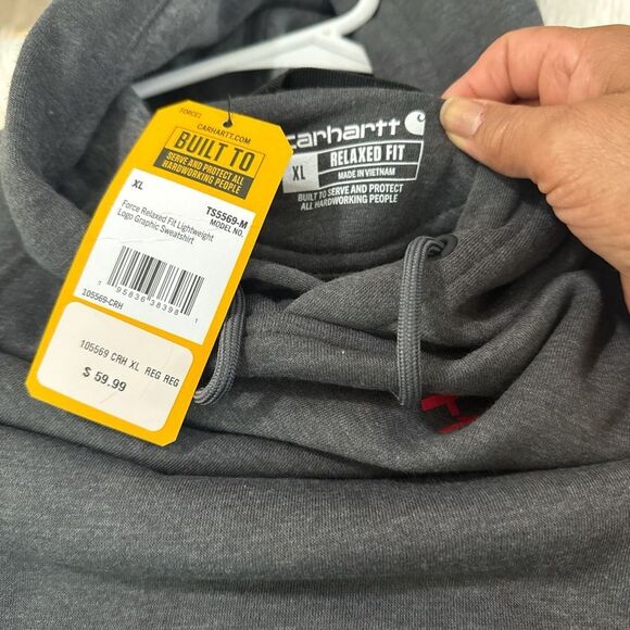 Carhartt Dark Gray Hoodie with Red Logo .Size XL NWT - Picture 7 of 8